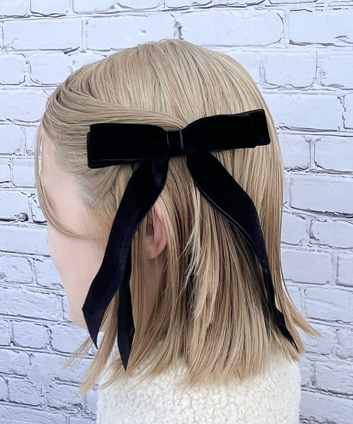 RUBY AND YOU（ルビーアンドユー）の「［select］ベロアリボンヘアクリップ（バレッタ/ヘアクリップ・レディース・ワイン/ブラック/グリーン・FREE）」の2枚目の写真