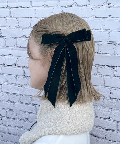 RUBY AND YOU（ルビーアンドユー）の「［select］ベロアリボンヘアクリップ（バレッタ/ヘアクリップ・レディース・ワイン/ブラック/グリーン・FREE）」の4枚目の写真