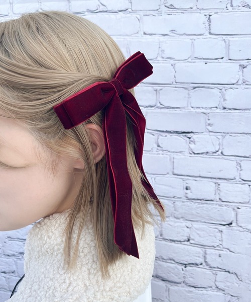 RUBY AND YOU（ルビーアンドユー）の「［select］ベロアリボンヘアクリップ（バレッタ/ヘアクリップ・レディース・ワイン/ブラック/グリーン・FREE）」の12枚目の写真