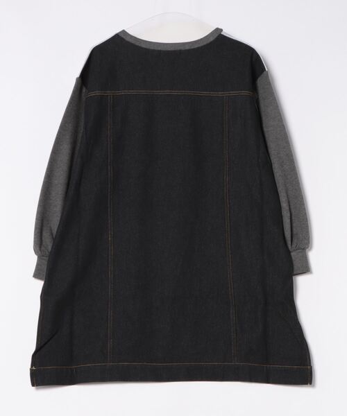 【セール】543253：天燈節とピアノ柄 デニム切替裏毛ワンピース（Tシャツ/カットソー）｜iS ScoLar（イズスカラー）