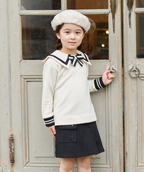 KP（ケーピー）の「ニットツイル　プリーツラップパンツ(100～140)（その他パンツ・キッズ・オフホワイト/ブラック・100cm/110cm/120cm/130cm/140cm）」の8枚目の写真