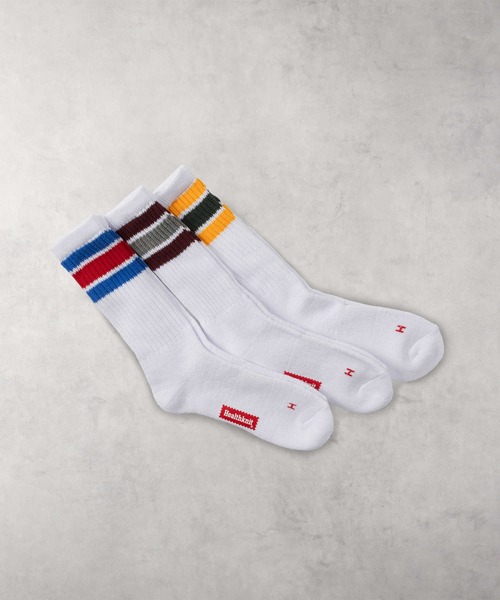 Right-on(ライトオン)の「【Healthknit】配色ラインソックス 3足セット(ソックス/靴下・メンズ・ブルー・フリー)」の1枚目の写真