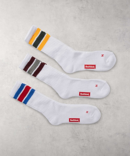 Right-on(ライトオン)の「【Healthknit】配色ラインソックス 3足セット(ソックス/靴下・メンズ・ブルー・フリー)」の4枚目の写真