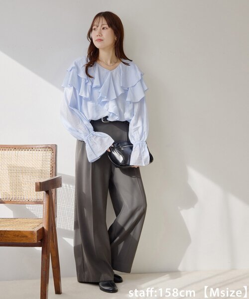 DISCOAT(ディスコート)の「【@yuyukekelife・@yuko_416監修】欲張り2タックワイドパンツ(その他パンツ・レディース・カーキ/ブラック/グレー/ブラウン/ホワイト系その他/ダークブラウン/ピンク系その他・SMALL/MEDIUM/LARGE/ML/SP/MT)」の15枚目の写真