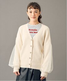 pom ponette junior（ポンポネットジュニア）の「【AMI】オーバーチュールスリーブVネックカーディガン（カーディガン/ボレロ・キッズ）」