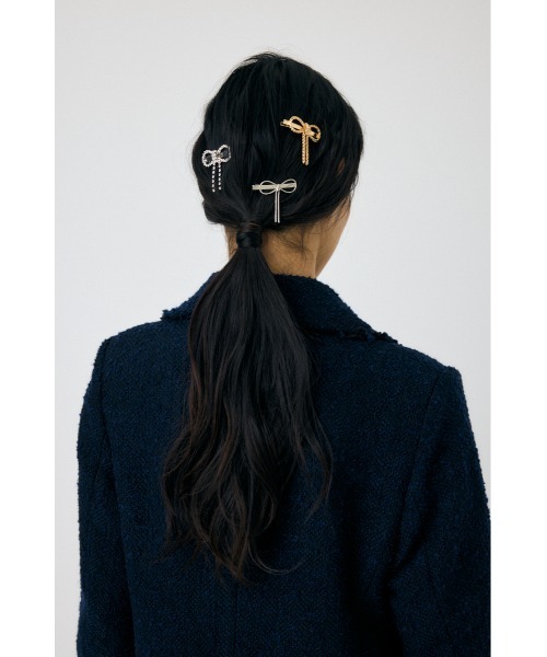 MOUSSY（マウジー）の「MULTI CHAIN BOW ヘアクリップ（ヘアゴム・レディース・マルチ・FREE）」の3枚目の写真