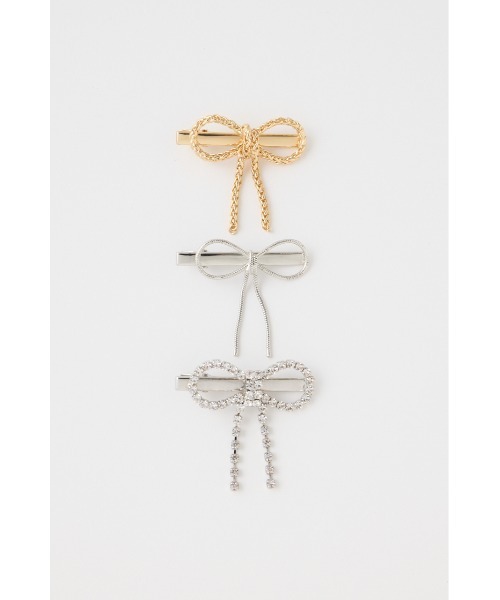 MOUSSY（マウジー）の「MULTI CHAIN BOW ヘアクリップ（ヘアゴム・レディース・マルチ・FREE）」の4枚目の写真