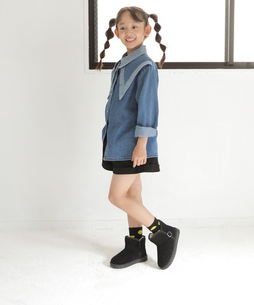 SOROTTO（ソロット）の「ぬくぬくファー素材のベルト付きムートンブーツ（ブーツ・キッズ・ブラック/グレー・27(16.5-17㎝)/29(18-18.5㎝)/30(18.5-19㎝)/32(20-20.5㎝)/34(21-21.5㎝)/35(22.5㎝)）」の15枚目の写真