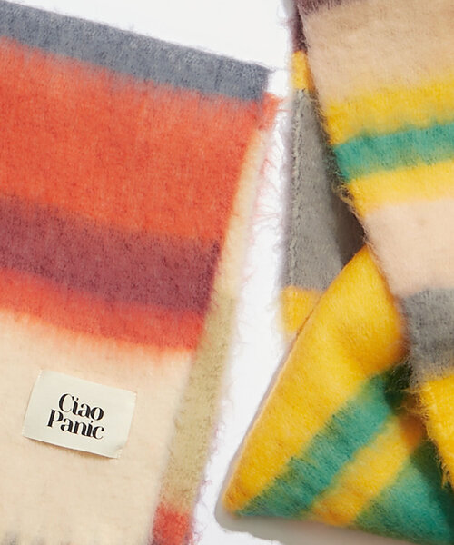 CIAOPANIC(チャオパニック)の「太フリンジマルチボーダーボリュームマフラー(マフラー・レディース・パープル/ホワイト/オレンジ/その他/サーモンピンク/イエロー/ブラウン/ピンク・FREE)」の22枚目の写真