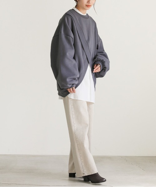 MAISON DE THERESE（メゾン ド テレーズ）の「前後2WAY　ルーズシルエット　ビッグサイズスウェット（スウェット・レディース・ブラック/グレー/ホワイト・M/L）」の5枚目の写真