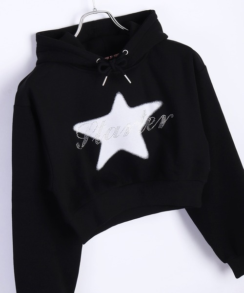 パーカー STARTER BLACK LABEL 裏起毛 ショート丈 プルパーカー レディース セール】STARTER BLACK LABEL 裏起毛 ショート丈 プルパーカー