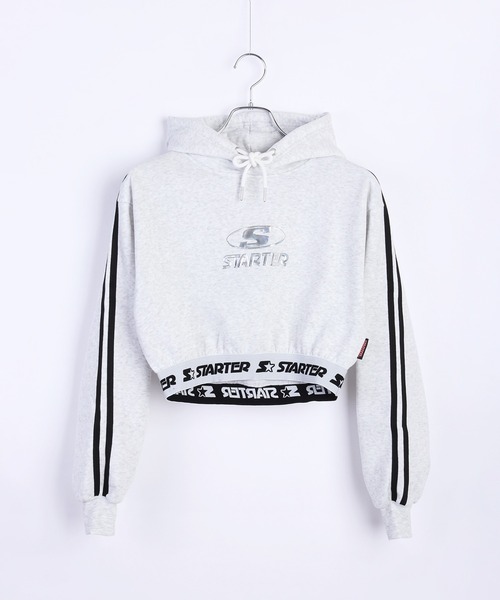 パーカー STARTER BLACK LABEL 裏起毛 ショート丈 プルパーカー レディース セール】STARTER BLACK LABEL 裏起毛 ショート丈 プルパーカー