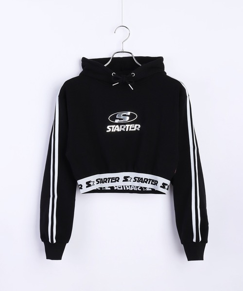 パーカー STARTER BLACK LABEL 裏起毛 ショート丈 プルパーカー レディース セール】STARTER BLACK LABEL 裏起毛 ショート丈 プルパーカー