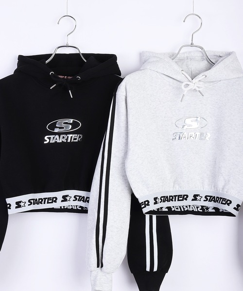 パーカー STARTER BLACK LABEL 裏起毛 ショート丈 プルパーカー レディース セール】STARTER BLACK LABEL 裏起毛 ショート丈 プルパーカー