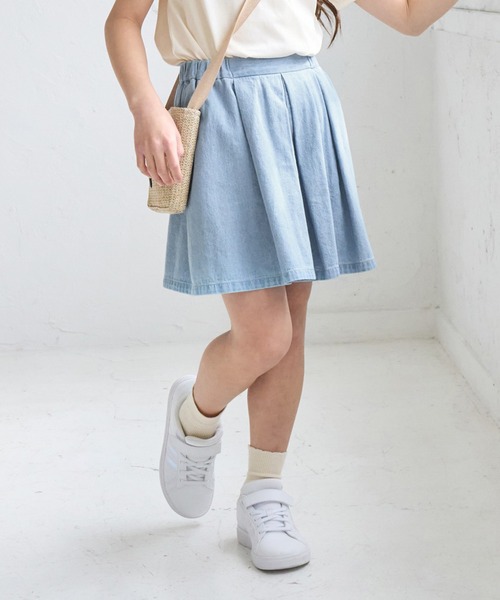 ROPE' PICNIC（ロペピクニック）の「【KIDS】スカートライクデニムキュロットパンツ（デニムパンツ・キッズ・ネイビー/サックスブルー・140/150/120/130）」の2枚目の写真