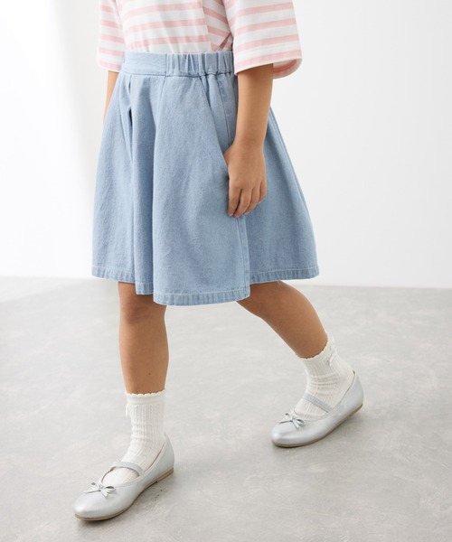 ROPE' PICNIC（ロペピクニック）の「【KIDS】スカートライクデニムキュロットパンツ（デニムパンツ・キッズ・ネイビー/サックスブルー・140/150/120/130）」の21枚目の写真