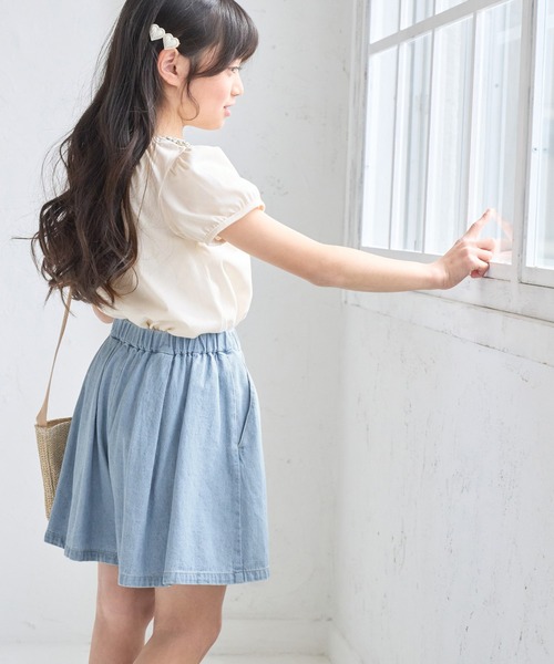ROPE' PICNIC（ロペピクニック）の「【KIDS】スカートライクデニムキュロットパンツ（デニムパンツ・キッズ・ネイビー/サックスブルー・140/150/120/130）」の16枚目の写真