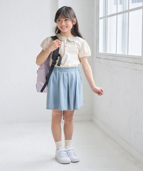 ROPE' PICNIC（ロペピクニック）の「【KIDS】スカートライクデニムキュロットパンツ（デニムパンツ・キッズ・ネイビー/サックスブルー・140/150/120/130）」の17枚目の写真