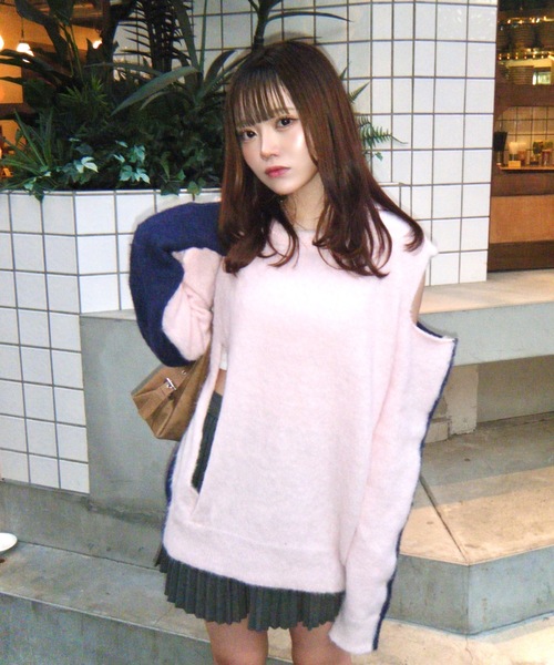 shesame(シーセム)の「coloring mohair like knit(ニット/セーター・レディース・ネイビー系/グレー系/レッド系・フリー)」の1枚目の写真