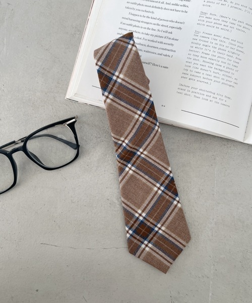 SOLLON.（ソルロン）の「チェック柄ネクタイ（ネクタイ・レディース・ベージュ/ネイビー/ブラウン/ダークブラウン・FREE）」の22枚目の写真