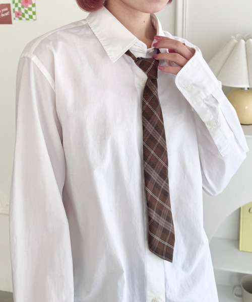 SOLLON.（ソルロン）の「チェック柄ネクタイ（ネクタイ・レディース・ベージュ/ネイビー/ブラウン/ダークブラウン・FREE）」の21枚目の写真