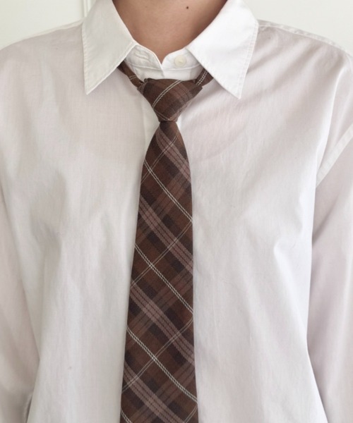 SOLLON.（ソルロン）の「チェック柄ネクタイ（ネクタイ・レディース・ベージュ/ネイビー/ブラウン/ダークブラウン・FREE）」の18枚目の写真