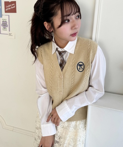 SOLLON.（ソルロン）の「チェック柄ネクタイ（ネクタイ・レディース・ベージュ/ネイビー/ブラウン/ダークブラウン・FREE）」の6枚目の写真