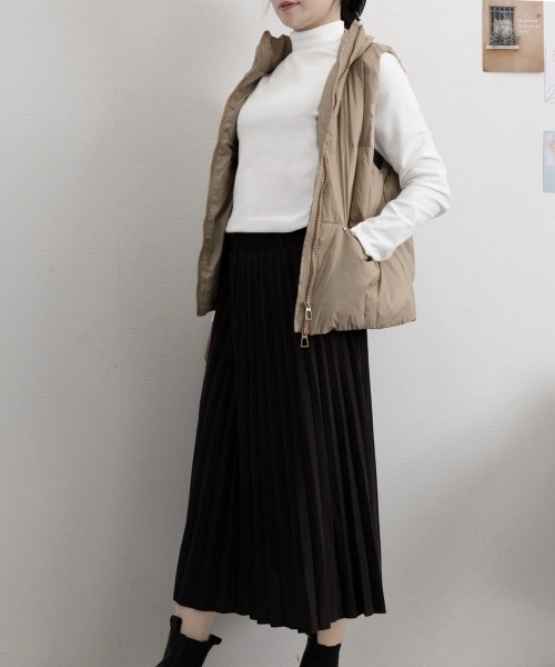 Miniministore(ミニミニストア)の「ベーシックトップス プチハイネック韓国風(Tシャツ/カットソー・レディース・アイボリー/スモークピンク/チャコールグレー/ブラウン/ブラック/ピンクベージュ/ホワイト・FREE)」の9枚目の写真