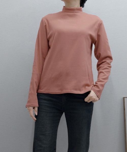 Miniministore(ミニミニストア)の「ベーシックトップス プチハイネック韓国風(Tシャツ/カットソー・レディース・アイボリー/スモークピンク/チャコールグレー/ブラウン/ブラック/ピンクベージュ/ホワイト・FREE)」の19枚目の写真