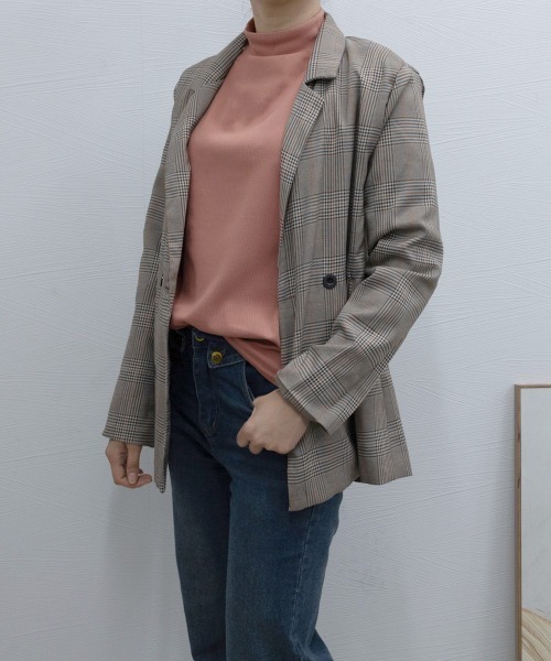 Miniministore(ミニミニストア)の「ベーシックトップス プチハイネック韓国風(Tシャツ/カットソー・レディース・アイボリー/スモークピンク/チャコールグレー/ブラウン/ブラック/ピンクベージュ/ホワイト・FREE)」の20枚目の写真
