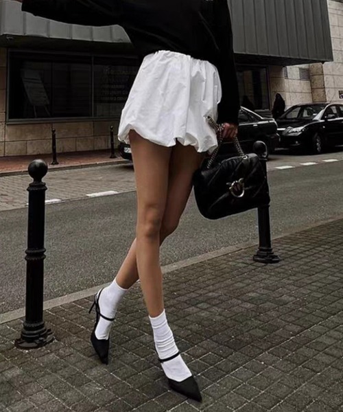 LAC-VERT(ラック・ヴェール)の「ミニ丈バルーンスカート(スカート・レディース・ホワイト/ブラック/その他1・FREE)」の8枚目の写真