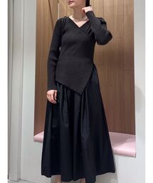 アシンメトリーニットドッキングワンピース