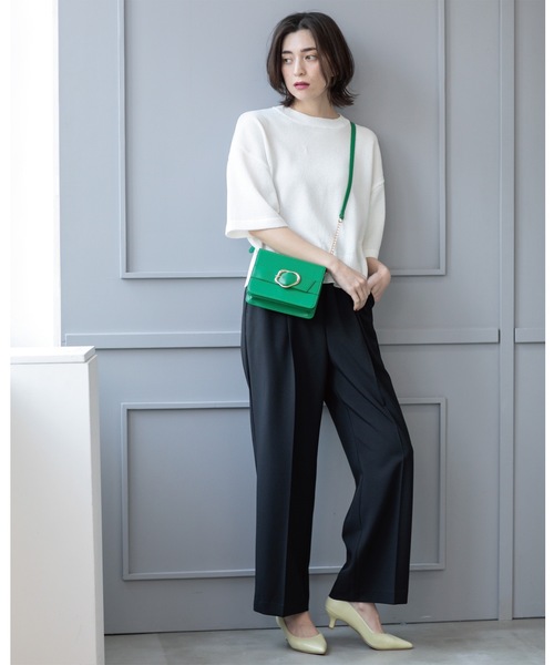 OPAQUE.CLIP(オペークドットクリップ)の「《SS-LLsize》美脚ストレッチイージーワイドパンツ【洗濯機洗い可/防シワ】(その他パンツ・レディース・チャコールグレー/サックスブルー/ブラック/ベージュ・36/38/40/34/42)」の12枚目の写真