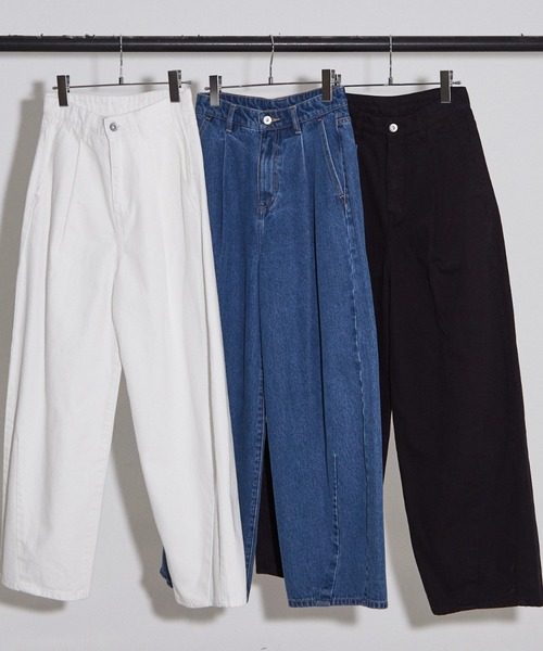 NOMINE（ノミネ）の「タック ボリューム デニムパンツ（デニムパンツ・レディース・ホワイト/ブラック/ブルー・S/M）」の4枚目の写真