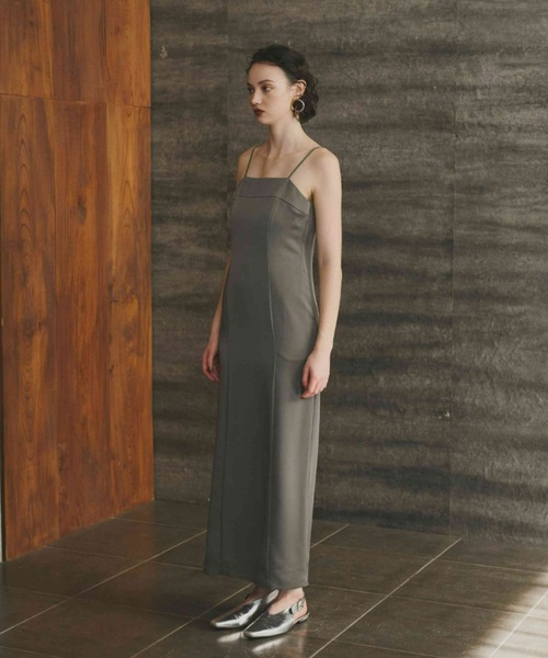 ANDRESD（アンドレスド）の「タフタチュールベストセットドレス / taffeta tulle vest set dress（ドレス・レディース・ベージュ×ブラック/ブラウン/チャコール/ベージュ・S/M/L）」の10枚目の写真