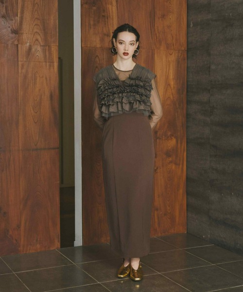 taffeta tulle vest set dress タフタチュールベストセット