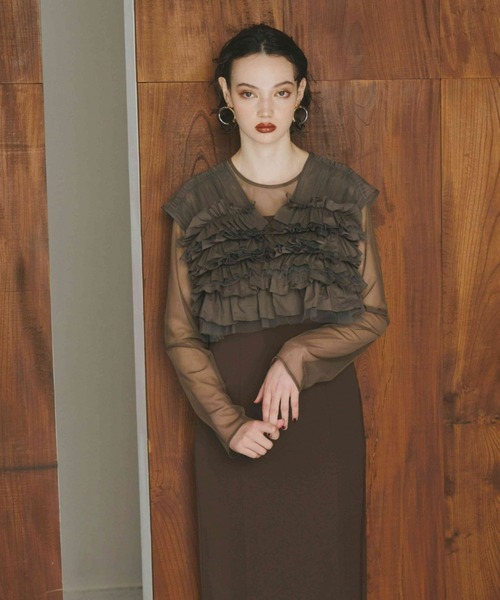 セール】タフタチュールベストセットドレス / taffeta tulle vest set