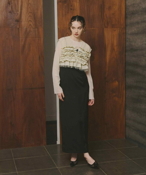 タフタチュールベストセットドレス / taffeta tulle vest set dress