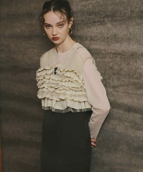 美品 ANDRESD taffeta tulle vest set dress taffeta tulle vest set dress | ANDRESD