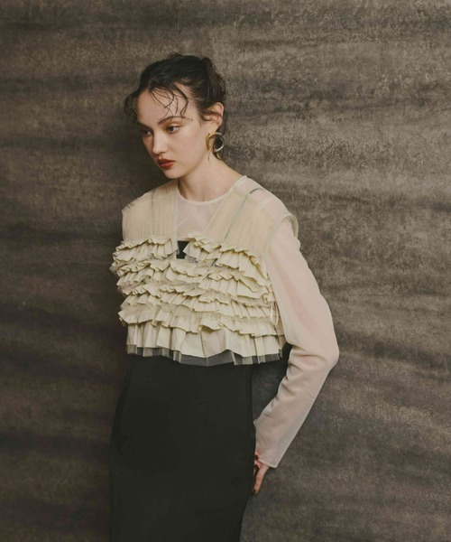美品 ANDRESD taffeta tulle vest set dress taffeta tulle vest set dress | ANDRESD
