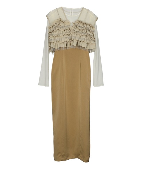 taffeta tulle vest set dress タフタチュールベストセット