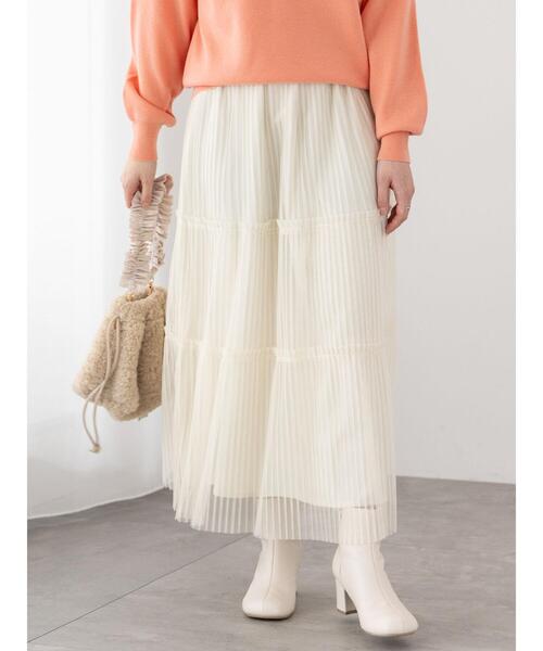 Te chichi TERRASSE（テチチテラス）の「プリーツチュールティアードスカート（スカート・レディース・グレー/ブラック/オフホワイト・F）」の18枚目の写真