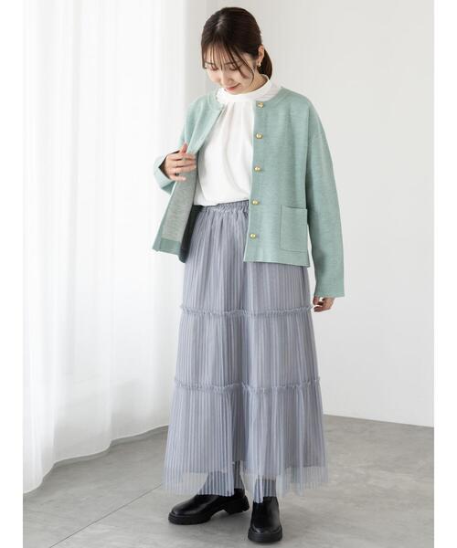 Te chichi TERRASSE（テチチテラス）の「プリーツチュールティアードスカート（スカート・レディース・グレー/ブラック/オフホワイト・F）」の19枚目の写真