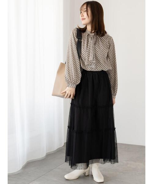 Te chichi TERRASSE（テチチテラス）の「プリーツチュールティアードスカート（スカート・レディース・グレー/ブラック/オフホワイト・F）」の22枚目の写真