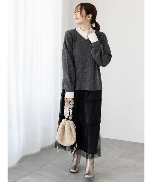 Te chichi TERRASSE（テチチテラス）の「プリーツチュールティアードスカート（スカート・レディース・グレー/ブラック/オフホワイト・F）」の11枚目の写真