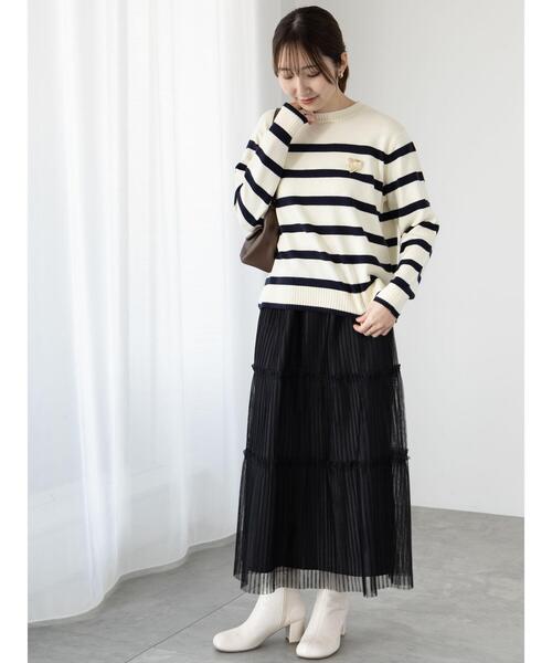 Te chichi TERRASSE（テチチテラス）の「プリーツチュールティアードスカート（スカート・レディース・グレー/ブラック/オフホワイト・F）」の12枚目の写真