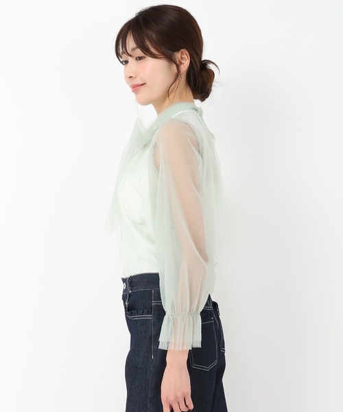 MISCH MASCH(ミッシュマッシュ)の「チュールボウタイブラウス(シャツ/ブラウス・レディース・ピンク/グリーン/アイボリー・フリ-)」の10枚目の写真
