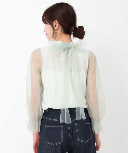 MISCH MASCH(ミッシュマッシュ)の「チュールボウタイブラウス(シャツ/ブラウス・レディース・ピンク/グリーン/アイボリー・フリ-)」の11枚目の写真