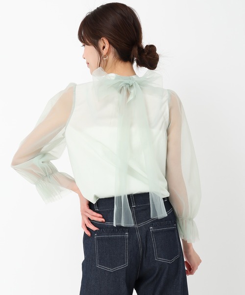 MISCH MASCH(ミッシュマッシュ)の「チュールボウタイブラウス(シャツ/ブラウス・レディース・ピンク/グリーン/アイボリー・フリ-)」の12枚目の写真