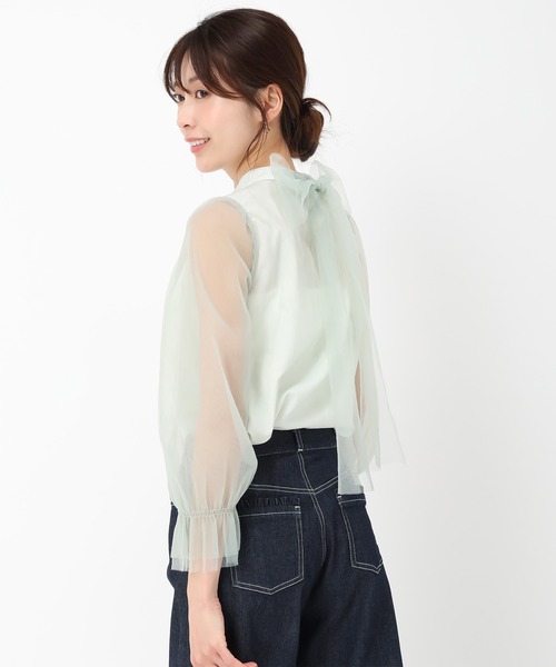 MISCH MASCH(ミッシュマッシュ)の「チュールボウタイブラウス(シャツ/ブラウス・レディース・ピンク/グリーン/アイボリー・フリ-)」の14枚目の写真
